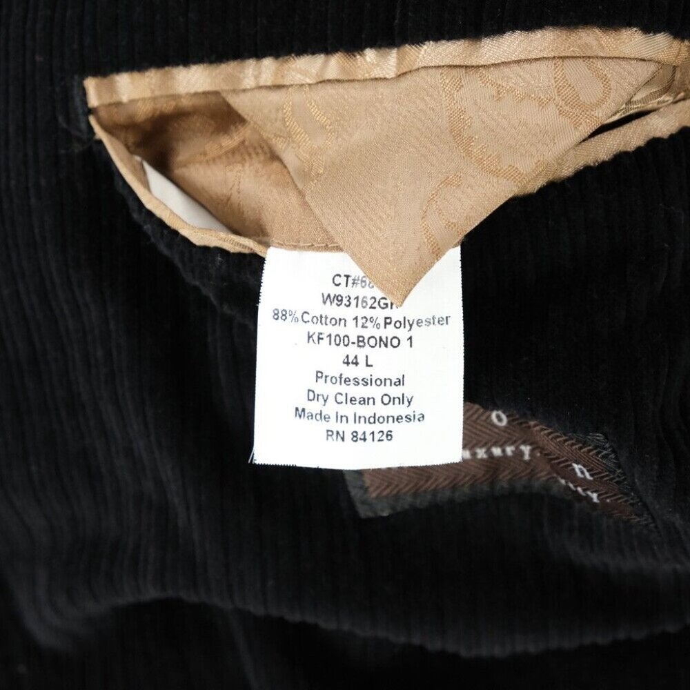 Kroon Corduroy Blazer Men 44L Sport Coat 2 Button Casual Jacket Black Fall - Picture 5 of 13